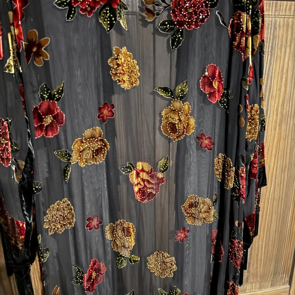 Lucy’s Silk Sequined Long Cover Up in Black - Picture 4 of 9